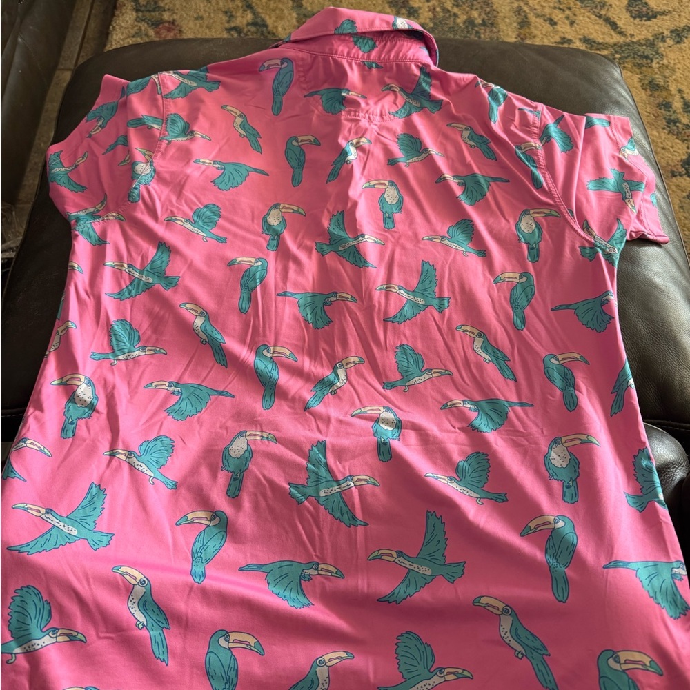 Chubbies Pink Shirt with Blue Bird Print